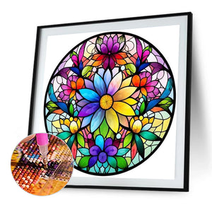 Stained Glass 40*40CM (canvas) Full Round AB Drill Diamond Painting