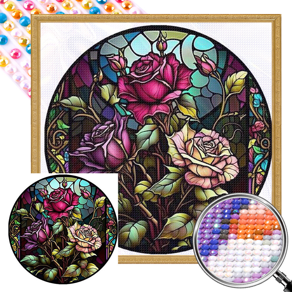 Stained Glass 40*40CM (canvas) Full Round AB Drill Diamond Painting