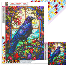 Load image into Gallery viewer, Stained Glass Crow 30*40CM (canvas) Full Square Drill Diamond Painting
