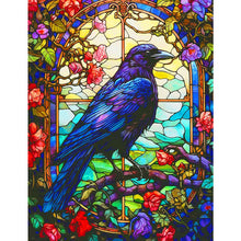 Load image into Gallery viewer, Stained Glass Crow 30*40CM (canvas) Full Square Drill Diamond Painting
