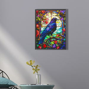 Stained Glass Crow 30*40CM (canvas) Full Square Drill Diamond Painting