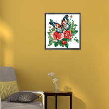 Load image into Gallery viewer, Flowers And Butterflies 30*30CM (canvas) Partial Special-Shaped Drill Diamond Painting
