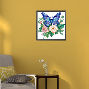 Flowers And Butterflies 30*30CM (canvas) Partial Special-Shaped Drill Diamond Painting