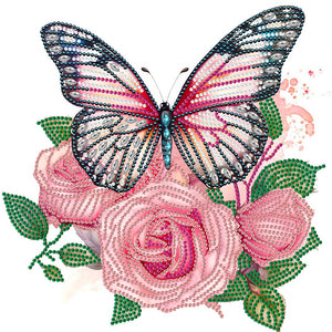 Flowers And Butterflies 30*30CM (canvas) Partial Special-Shaped Drill Diamond Painting