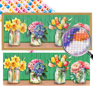 Stained Glass Vase 40*105CM (canvas) Full Round AB Drill Diamond Painting