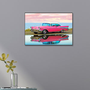 Pink Sports Car 30*20CM (canvas) Full Square Drill Diamond Painting