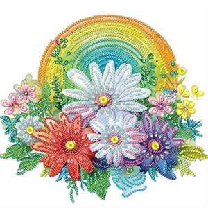 Rainbow With Flowers 30*30CM (canvas) Partial Special-Shaped Drill Diamond Painting