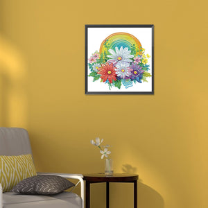 Rainbow With Flowers 30*30CM (canvas) Partial Special-Shaped Drill Diamond Painting