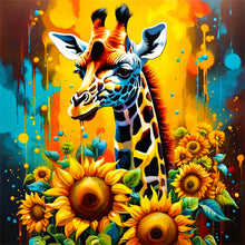 Load image into Gallery viewer, Sunflower Giraffe 40*40CM (canvas) Full Square AB Drill Diamond Painting
