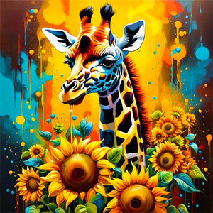 Sunflower Giraffe 40*40CM (canvas) Full Square AB Drill Diamond Painting