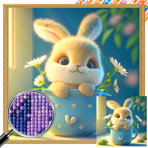 Cup Rabbit 40*40CM (canvas) Full Square AB Drill Diamond Painting