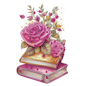 Flowers And Two Books 30*40CM (canvas) Partial Special-Shaped Drill Diamond Painting