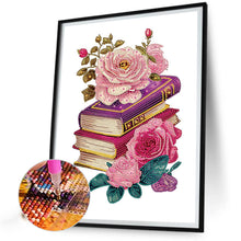 Load image into Gallery viewer, Flowers And Three Books 30*40CM (canvas) Partial Special-Shaped Drill Diamond Painting
