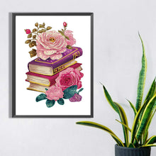 Load image into Gallery viewer, Flowers And Three Books 30*40CM (canvas) Partial Special-Shaped Drill Diamond Painting
