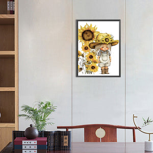 Sunflower Cowboy Kids 30*40CM (canvas) Full Round Drill Diamond Painting