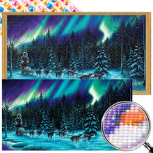 Load image into Gallery viewer, Sledding Under The Aurora 30*55CM (canvas) Full Round AB Drill Diamond Painting
