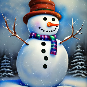 Snowman 30*30CM (canvas) Full Round Drill Diamond Painting