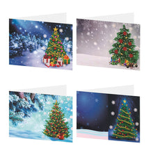 Load image into Gallery viewer, Christmas Diamond Drawing Holiday Card Cute Elk 4PCS Crystal Rhinestone Card Kit
