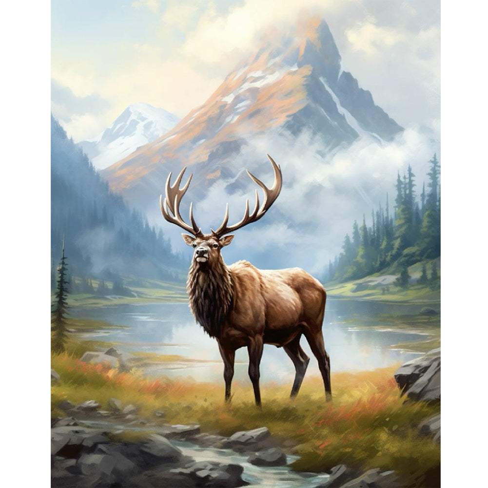 Forest Elk 40*50CM (canvas) Full Round Drill Diamond Painting