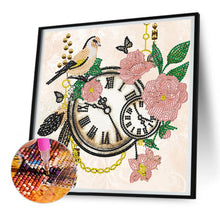 Load image into Gallery viewer, Flower And Bird Clock 30*30CM (canvas) Partial Special-Shaped Drill Diamond Painting
