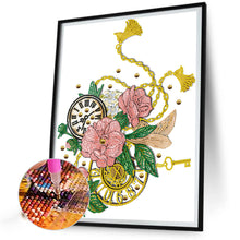 Load image into Gallery viewer, Flowers And Pocket Watches 30*40CM (canvas) Partial Special-Shaped Drill Diamond Painting
