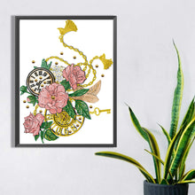 Load image into Gallery viewer, Flowers And Pocket Watches 30*40CM (canvas) Partial Special-Shaped Drill Diamond Painting
