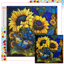 Load image into Gallery viewer, Stained Glass Sunflower Bush 35*35CM (canvas) Full Square Drill Diamond Painting
