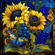 Load image into Gallery viewer, Stained Glass Sunflower Bush 35*35CM (canvas) Full Square Drill Diamond Painting
