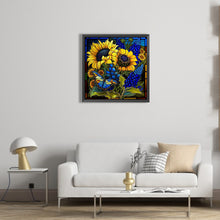 Load image into Gallery viewer, Stained Glass Sunflower Bush 35*35CM (canvas) Full Square Drill Diamond Painting
