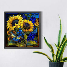 Load image into Gallery viewer, Stained Glass Sunflower Bush 35*35CM (canvas) Full Square Drill Diamond Painting
