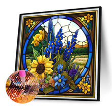 Load image into Gallery viewer, Stained Glass Sunflower Bush 35*35CM (canvas) Full Square Drill Diamond Painting
