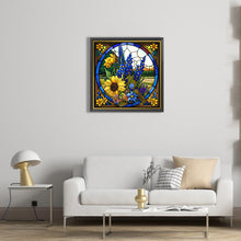 Load image into Gallery viewer, Stained Glass Sunflower Bush 35*35CM (canvas) Full Square Drill Diamond Painting
