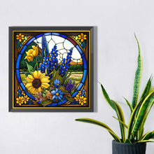 Load image into Gallery viewer, Stained Glass Sunflower Bush 35*35CM (canvas) Full Square Drill Diamond Painting
