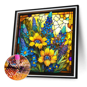 Stained Glass Sunflower Bush 35*35CM (canvas) Full Square Drill Diamond Painting