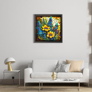 Stained Glass Sunflower Bush 35*35CM (canvas) Full Square Drill Diamond Painting