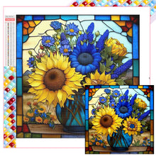 Load image into Gallery viewer, Stained Glass Sunflower Bush 35*35CM (canvas) Full Square Drill Diamond Painting
