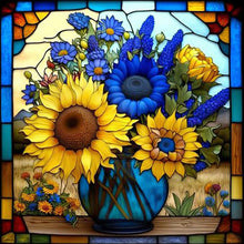 Load image into Gallery viewer, Stained Glass Sunflower Bush 35*35CM (canvas) Full Square Drill Diamond Painting
