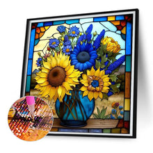 Load image into Gallery viewer, Stained Glass Sunflower Bush 35*35CM (canvas) Full Square Drill Diamond Painting
