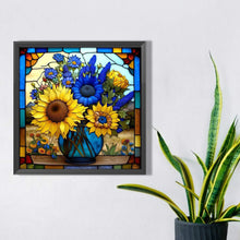 Load image into Gallery viewer, Stained Glass Sunflower Bush 35*35CM (canvas) Full Square Drill Diamond Painting
