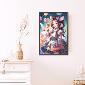 Lollipop Bunny Girl 40*60CM (canvas) Full Round AB Drill Diamond Painting