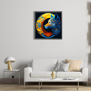 Crescent And Wolf 50*50CM (canvas) Full Round Drill Diamond Painting