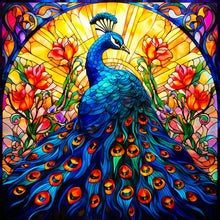 Load image into Gallery viewer, Glass Colored Peacock 50*50CM (canvas) Full Round Drill Diamond Painting
