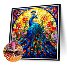 Load image into Gallery viewer, Glass Colored Peacock 50*50CM (canvas) Full Round Drill Diamond Painting
