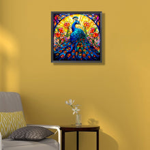 Load image into Gallery viewer, Glass Colored Peacock 50*50CM (canvas) Full Round Drill Diamond Painting
