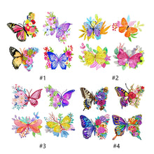 Load image into Gallery viewer, DIY Diamonds Painting Stickers Kit Paint by Numbers 4Pcs Butterflies with Flower
