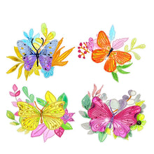 Load image into Gallery viewer, DIY Diamonds Painting Stickers Kit Paint by Numbers 4Pcs Butterflies with Flower
