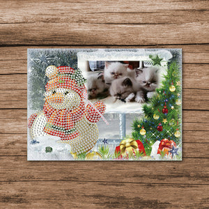 Christmas Diamond Drawing Holiday Card Snowmen 12PCS Crystal Rhinestone Card DIY