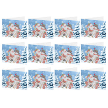 Load image into Gallery viewer, Christmas Diamond Drawing Holiday Card Snowmen 12PCS Crystal Rhinestone Card DIY
