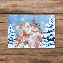 Load image into Gallery viewer, Christmas Diamond Drawing Holiday Card Snowmen 12PCS Crystal Rhinestone Card DIY
