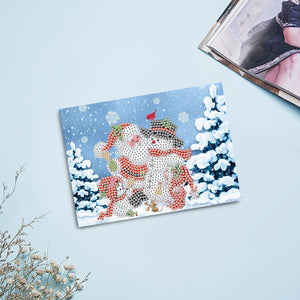 Christmas Diamond Drawing Holiday Card Snowmen 12PCS Crystal Rhinestone Card DIY